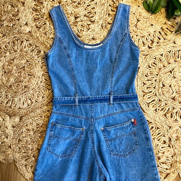 Vintage 90s denim romper skort mini dress - Picture 6 of 8